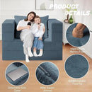 Folding Bean Bag Chair for Adults,3-in-1 Bean Bag Couch Faux Fur Floor Sofa Large Beanbag Convertible Bean Bag Sofa Bed with Pillow in Bedroom,Living Room,Apartment(Twin,Gray) by CozyNest Decor