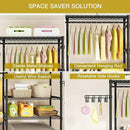 Ulif U5 Over the Washer and Dryer Storage Shelf, Laundry Room Space Saver Bathroom Storage and Organizer Rack for Hanging Towels and Drying Clothes with 5 Wire Shelves, 58.2"W x 13.4"D x 77.5"H, Black by CozyNest Decor