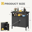 DWVO Patio Storage Cabinet, Outdoor Buffet Cabinet with Two Doors and Shelves, Outdoor Storage Bar Table with PE Rattan for Patio, Backyard, Garden - Black by CozyNest Decor
