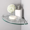KES Glass Corner Shelf Bathroom Shelf Tempered Glass with Rail SUS 304 Stainless Steel Floating Wall Mount Bracket Polished Finish, BGS2101A by CozyNest Decor