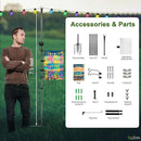 3-in-1 String Light Pole for Outside (2 Pack), Each Pack Includes 2 Hooks, 1 Solar LED Light Board & 1 Party Flag, Heavy Duty Stand for Deck, Patio, Backyard, Wedding by GreenHaven Gardens
