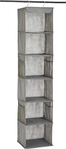 Amazon Basics 6-Tier Hanging Closet Shelf Organizer With Pockets, 8.5" D x 12" W x 9" H, Grey by CozyNest Decor