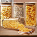 Square Glass Jars with Bamboo Lids 53 FL OZ [Set of 4], Glass Canisters with Airtight Lid, Glass Food Storage Containers for Pasta, Cereal, Coffee, Flour, Sugar, Best for Kitchen & Pantry by CozyNest Decor