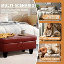 Ottoman Rectangular Storage Ottoman Bench, Faux Leather Footrest, Coffee Table, Stool Footstool with Hinged Lid for Living Room, Bedroom, Entryway, Red, 28.5"x19"x17.5" by CozyNest Decor