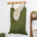 Linen Hanging Laundry Bag, Over The Door Laundry Hamper for Dirty Clothes, Drawstring Closure with Bottom Zipper, Army Green by CozyNest Decor