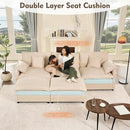 108" U Shaped Couch, Modular Sectional Sofa, 3-Seater Comfy Cloud Couch with Movable Ottoman, Deep Seat Couches for Living Room, Linen, Beige by CozyNest Decor