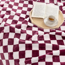 LOMAO Throw Blankets Flannel Blanket with Checkerboard Grid Pattern Soft Throw Blanket for Couch, Bed, Sofa Luxurious Warm and Cozy for All Seasons (Burgundy, 50"x60") by CozyNest Decor