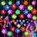 HONLYNE24 PCS Flashing Crystal Star Necklaces, Glow Necklaces Bulk Light up Party Favors, LED Glow in The Dark Necklaces for Kids Adults Birthday Glow Party Rave Halloween Goodie Bags Filler by TinyTreasures Baby Boutique