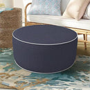 Inflatable Ottoman Stool D21 xH9 for Outdoor/Indoor Use, Water Repellent Patio Foot Rest Stool with Portable Handle,Round Pouf Ottoman Suitable for Garden,Deck and Camping - Textured Navy by CozyNest Decor