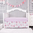Belsden Floral 3 Piece Crib Bedding Set for Baby Boys Girls, Classic Nursery Bedding Essential Including Comforter, Crib Sheet and Crib Skirt, Ultra Soft Cozy, Floral Purple by TinyTreasures Baby Boutique