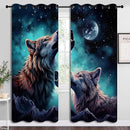 Wolf Blackout Curtains for Boys Girl Bedroom Decor,Starry Sky Howling Wolf Under The Full Moon Thermal Insulated Grommet Drapes Darkening Window Curtain for Living Room Home 72x63 inch by TinyTreasures Baby Boutique