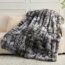 NEWCOSPLAY Faux Fur Throw Blanket Tie-dye Grey Luxury Fluffy Thick Warm Bubble Blanket for Couch Sofa Bed 700GSM (Tie-dye Grey, Throw(50"x60")) by CozyNest Decor