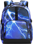 Choco Mocha Lightning Backpack for Boys, Elementary School Backpack for Boys Ages 6-8 Kids Kindergarten Backpack Bookbag 17 Inch with Chest Strap, Blue by TinyTreasures Baby Boutique
