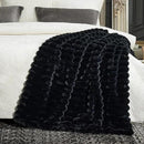 Cozy Bliss Faux Fur Throw Blanket for Couch, Cozy Warm Plush Striped Blanket for Sofa Bedroom Living Room,50 * 60 Inches Black by CozyNest Decor