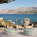 Inflatable Ottoman Stool D21 xH9 for Outdoor/Indoor Use, Water Repellent Patio Foot Rest Stool with Portable Handle,Round Pouf Ottoman Suitable for Garden,Deck and Camping - Damask Red by CozyNest Decor