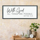 LuZhiQiang With God All Things Are Possible Wall Decor 40"×15" Matthew 19:26 sign Bible Verse Scripture for Living Room Large Wood Framed Wall Hanging Art (Black) by CozyNest Decor