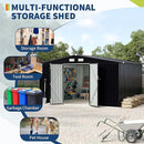 8x10 FT Metal Storage Sheds Outdoor with Floor, Metal Yard Sheds Garden Shed Kit, MetalTool Shed with Lockable Door, Metals UtilitySheds Buildings with Air Vent for Backyard Garden Patio Lawn by GreenHaven Gardens
