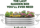 Galvanized Raised Garden Beds Outdoor // 4×2×1 ft Planter Raised Beds for Gardening, Vegetables, Flowers // Large Metal Garden Box (White Wood Grain) by GreenHaven Gardens