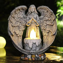 Angel Garden Statues Outdoor Cemetery Decorations for Grave Take The Cross Praying Wings Angel Figurine Cemetery Lights Patio Lawn Yard Porch Decorations 10.24 Inch by GreenHaven Gardens