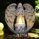 Angel Garden Statues Outdoor Cemetery Decorations for Grave Take The Cross Praying Wings Angel Figurine Cemetery Lights Patio Lawn Yard Porch Decorations 10.24 Inch by GreenHaven Gardens