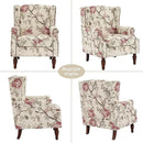 Lumibee Wingback Accent Chair,High Back Floral Armchairs in Fabric,Comfy Upholstered Reading Single Sofa Chair with Solid Wood Legs for Living Room,Bedroom,Office-Floral Beige by CozyNest Decor