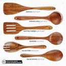 Zulay Kitchen Extra-Large 6-Piece Wooden Spoon Set - Smooth Teak Cooking Utensils - Comfort-Grip Non-Stick Turner, Spatula, Skimmer, Fork, Serving Spoon by CozyNest Decor