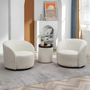 KINWELL 34" W Swivel Barrel Chair Set of 2, Mid Century Modern Round Upholstered Boucle Swivel Accent Chairs, No Assembly Sofa Chair for Living Room Bedroom Reading, Cream by CozyNest Decor