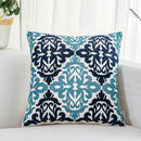 HWY 50 Blue Decorative Throw Pillow Covers 18x18 Inch (1 Piece), Embroidered Cotton Farmhouse Cushion Cover Pillow Case for Sofa Couch Living Room Bed Bedroon, Floral Geometric by CozyNest Decor