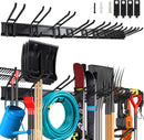Wall Mount Garden Tool Organizer 68 Inches Max Load 730lbs Garage Storage, Garage Organization, Adjustable with 9 Heavy Duty Hooks and 4 Cable Ties, Yard Shed and Power Tool Organizer Rack by GreenHaven Gardens