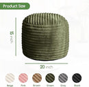 HIGOGOGO Round Stuffed Pouf Ottoman, Corduroy Poufs with High-Density Foam Filling, Furry and Fluffy Pouf Foot Stool Storage Ottoman, 20 X 15 Floor Poufs Foot Rest for Living Room, Green by CozyNest Decor