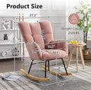 NIOIIKIT Nursery Rocking Chair Teddy Upholstered Glider Rocker Rocking Accent Chair Padded Seat with High Backrest Armchair Comfy Side Chair for Living Room Bedroom Offices (Pink Teddy) by TinyTreasures Baby Boutique