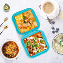 Silicone Freezing Tray with Lid - 2-Cup 4 Pack Freezer Containers,Make 1 Perfect Freezing,Storing Soups, Foods, Stews, Dips or Sauces Simple and Convenient Color Aqua by TinyTreasures Baby Boutique