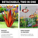 Large Tequila Rustic Sculpture, Rustic Metal Agave Plants for Outdoor Patio Yard, Home Decor Hand Painted Metal Agave Garden Yard Statue, Outdoor Lawn Ornaments (Red - L (W/Bird Feeder)) by GreenHaven Gardens