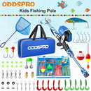 ODDSPRO Kids Fishing Pole Pink, Portable Telescopic Fishing Rod and Reel Combo Kit - with Spincast Fishing Reel Tackle Box for Girls, Youth by TinyTreasures Baby Boutique