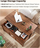 OKD 48" Farmhouse Lift Top Coffee Table with Sliding Barn Door,Rustic Center Table with Hidden Storage Compartment,Lifting Tabletop and Adjustable Shelf for Living Room,Office,Reclaimed Barnwood by CozyNest Decor