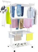 HOMIDEC Clothes Drying Rack, Large 4-Tier Foldable Drying Rack Clothing(67.7H x 19.7W x 30L Inches), Movable Drying Rack with 4 castors. Multifunctional Stainless Steel Laundry Drying Rack, White by CozyNest Decor