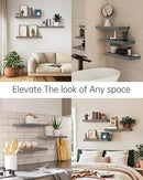 BAYKA Floating Shelves for Wall, Wall Mounted Rustic Wood Shelves for Bathroom, Bedroom, Living Room, Kitchen,Small Hanging Shelf for Books/Storage/Room Decor (Grey, Set of 3, 15.7in) by CozyNest Decor