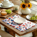 Red Blue Heart Stars 4th of July Placemats Set of 4 Patriotic America Independence Memorial Day Linen Table Mats 12x18 Inch Washable Place Mats for Party Kitchen Dining Outdoor Indoor Decor by CozyNest Decor