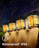 Flickering Flames Solar Fence Lights, Upgraded 8 Pack Waterproof Solar Outdoor Lights for Deck Fence Post Yard by GreenHaven Gardens
