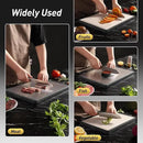 Titanium Cutting Boards for Kitchen Non Toxic Chopping Board with Handle Large Big Small Kitchen Meat Butcher Block 2 in 1 Pure Titanium and Wheat Straw PP Not Wood Bamboo Plastic Teak Grey/Beige by CozyNest Decor