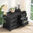 18" Farmhouse Night Stand with 3 Drawers, Wood End Table Dresser for Bedroom, Black Nightstand, Bed Side Table with Metal Handle, Bedside Cabinet for Bedroom Living Room, Closet by CozyNest Decor