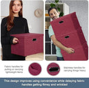 Large 17" 36 Quart Collapsible Stackable Storage Bins with Lids, 3 Packs Bright Red Linen Fabric Closet Boxes with Lids, Storage Cube Baskets Container Organizers for Office (17x12x11) by CozyNest Decor