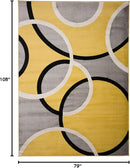 Rugshop Contemporary Abstract Circles Easy Maintenance for Home Office,Living Room,Bedroom,Kitchen Soft Area Rug 6'6" x 9' Yellow by TinyTreasures Baby Boutique