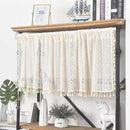 Sutuo Home Boho Sheer Curtain Valance Crochet Lace with Bohemian Hollow Knitted Handmade Tassels, Short Rustic Window Treatment for Kitchen Cafe, Rod Pocket, 1 Panel 59" W x 24" L,Beige by CozyNest Decor