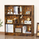 LEYAOYAO 8 Cube Bookshelf with Base,3 Tier Mid-Century Modern Brown Bookcase,Standing Wide Bookshelves Storage Organizer Shelf,Rustic Wood Display Cabinet Book Shelves for Bedroom,Living Room,Office by CozyNest Decor