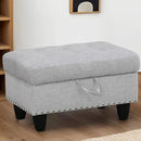 Ottoman Rectangular Storage Ottoman Bench, Flannel Footrest Stool Footstool with Lid for Living Room, Bedroom, Entryway, Gray White, 28.5"x19"x17.5" by CozyNest Decor