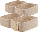 Small Storage Baskets for Organizing | Closet Organizer Bins | Shelf Toy Basket | Woven Rope Baskets | Cube Decorative Box | Shallow Basket | 11.5x7.5x4.7” | 4 Packs Mixed Brown by GreenHaven Gardens