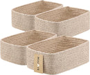 Small Storage Baskets for Organizing | Closet Organizer Bins | Shelf Toy Basket | Woven Rope Baskets | Cube Decorative Box | Shallow Basket | 11.5x7.5x4.7” | 4 Packs Mixed Brown by TinyTreasures Baby Boutique