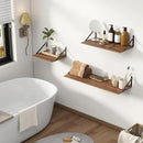 Deep Floating Shelves, 12 Inch Deep Floating Shelves for Wall, 24"W x 12"D Wall Shelves for Books, Large Rustic Wooden Shelf, Wide Display Shelf for Bathroom, Living Room, Walnut Color, Set of 2 by CozyNest Decor