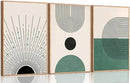3 Pcs Sage Green Boho Canvas Wall Art Modern Abstract Minimalist Neutral Bohemian Sun Geometric Line Painting Picture Wall Decor Poster Print Artwork for Living Room Bedroom Home Decoration Unframed by CozyNest Decor